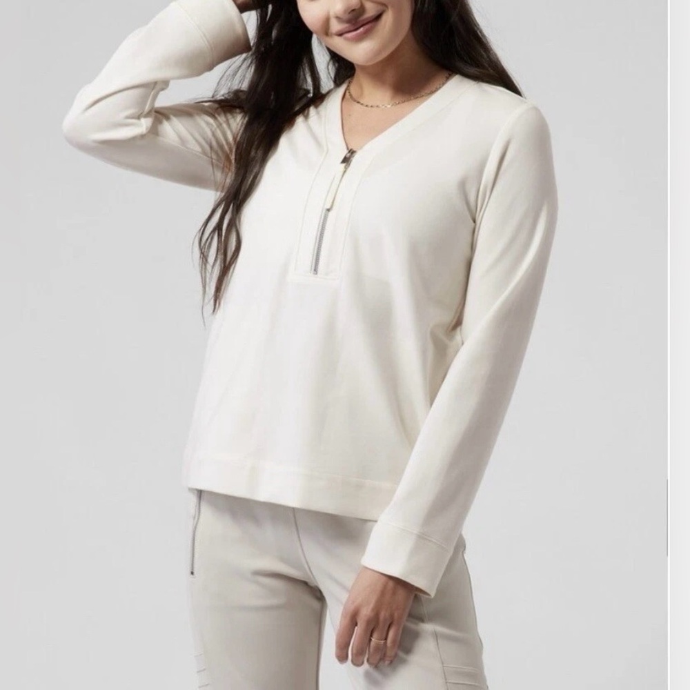 Athleta Eastbound Half-Zip Pullover Size XXS Cream NWT
